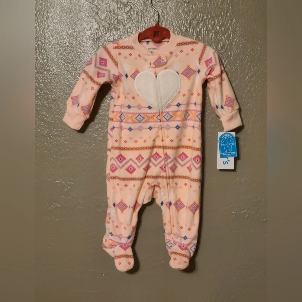 Carters girls 3 month 2 way zip and snap closure NWT footie sleeper